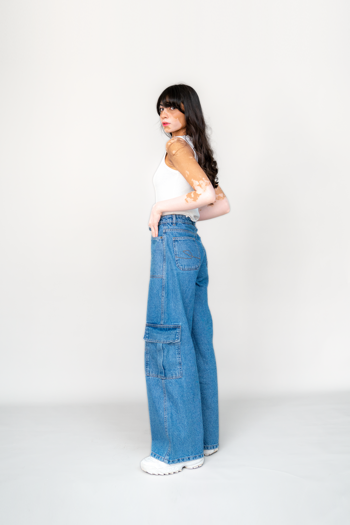 Cairo Mid Wash Denim Cargo