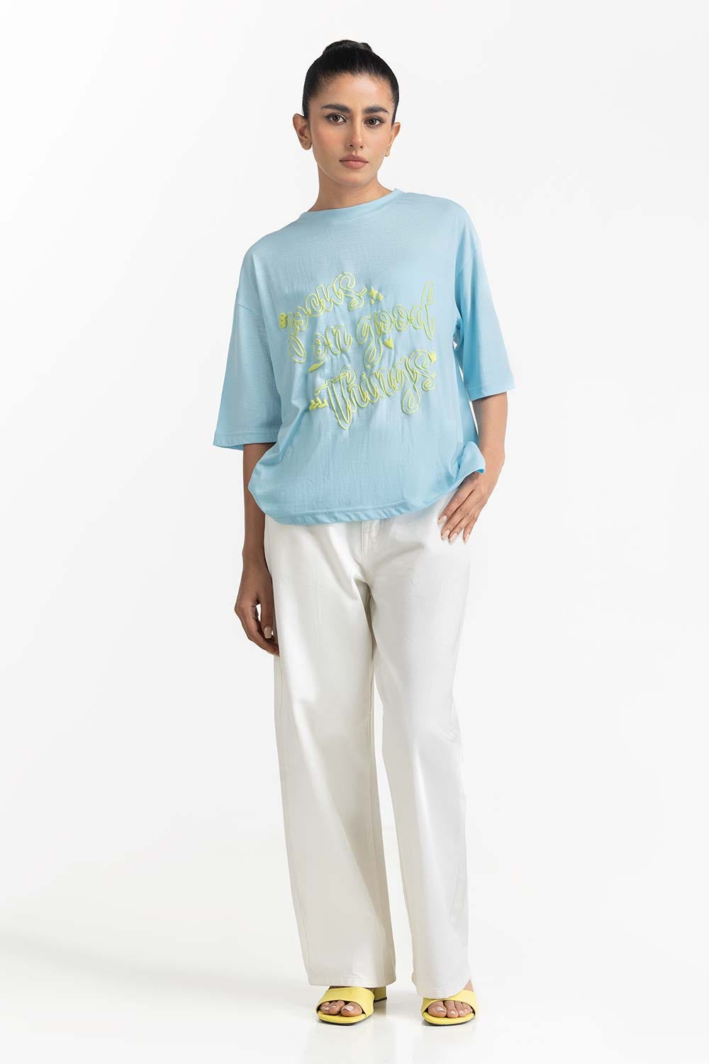 Sky Blue Knit T-Shirt