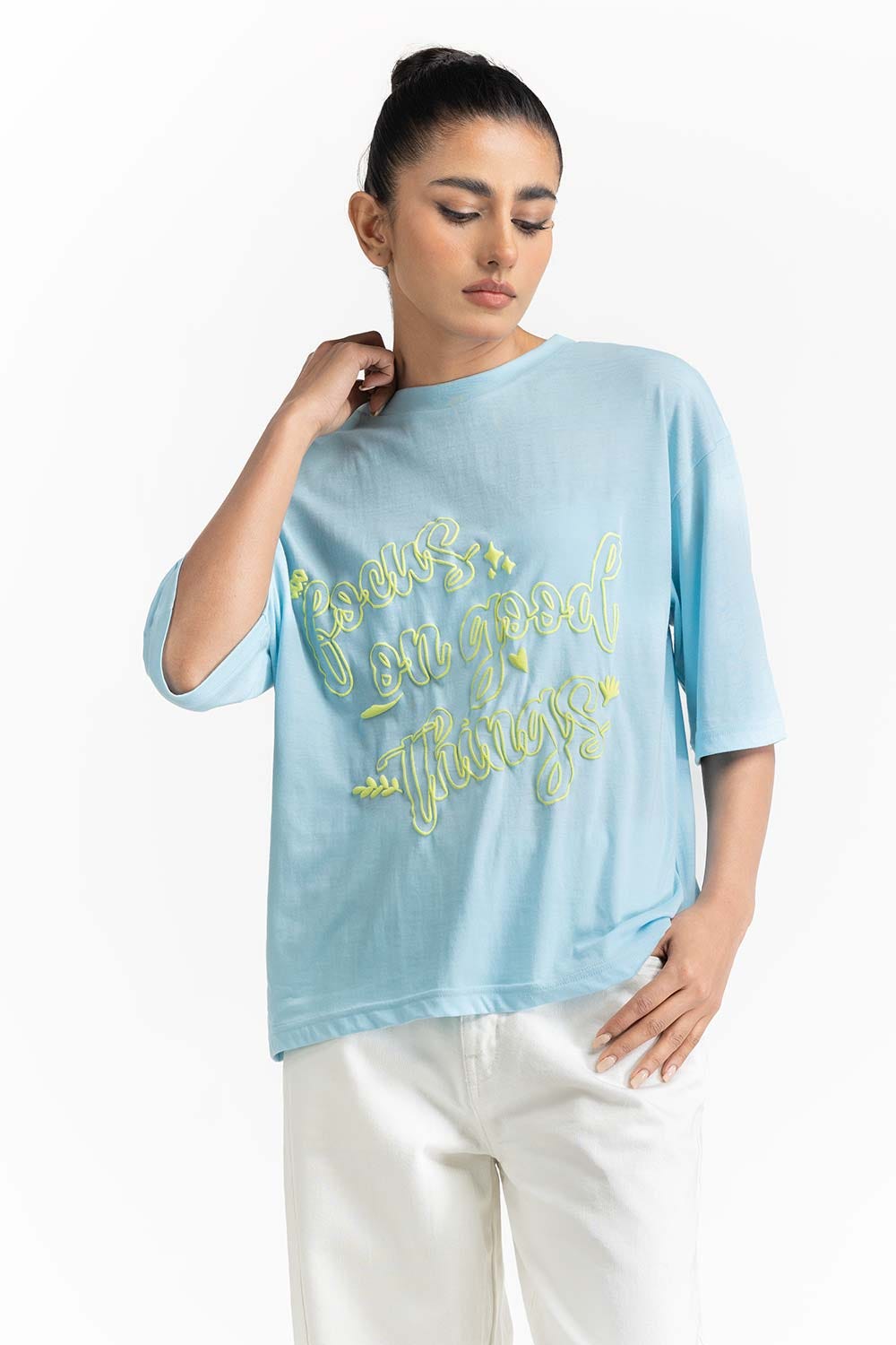 Sky Blue Knit T-Shirt