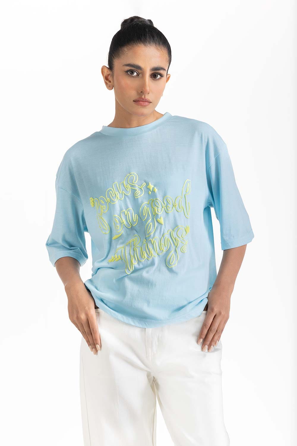 Sky Blue Knit T-Shirt