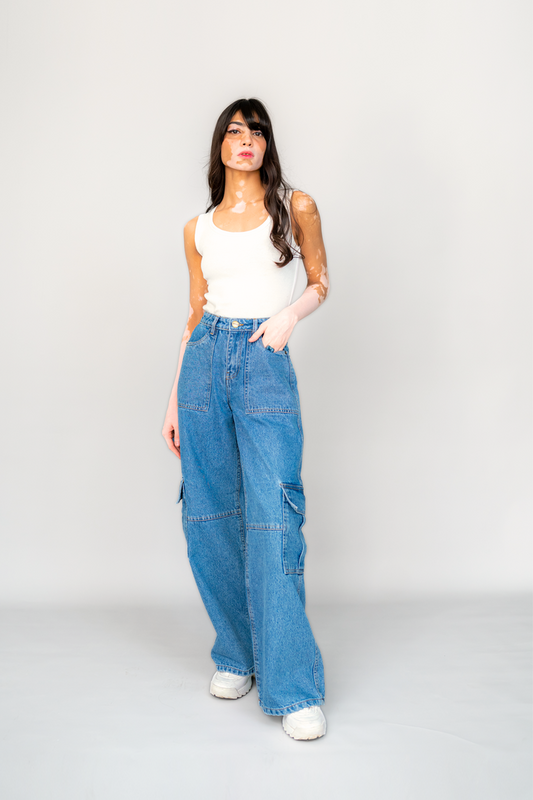 Cairo Mid Wash Denim Cargo