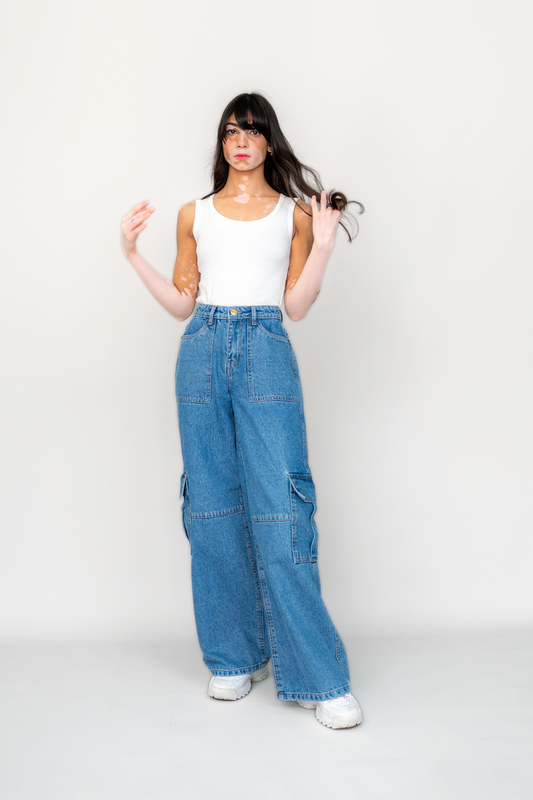 Cairo Mid Wash Denim Cargo