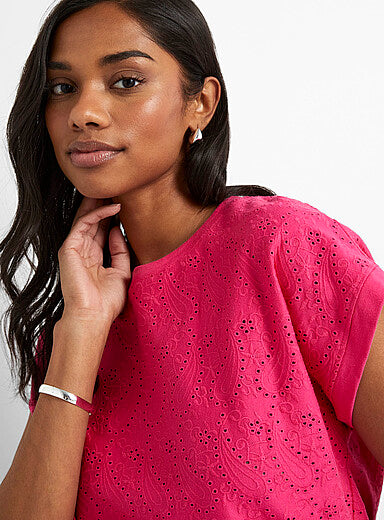 Cap-sleeve broderie anglaise T-shirt - Vogsha