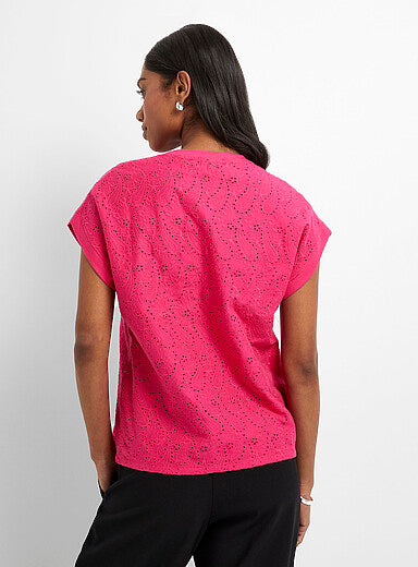 Cap-sleeve broderie anglaise T-shirt - Vogsha