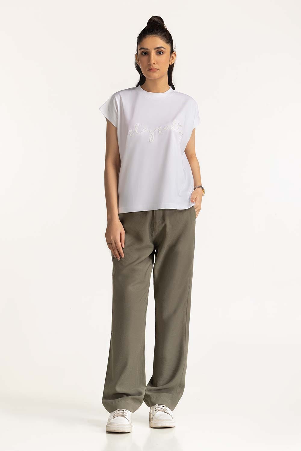 Crew Neck Embroidered Tee