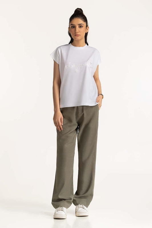 Crew Neck Embroidered Tee