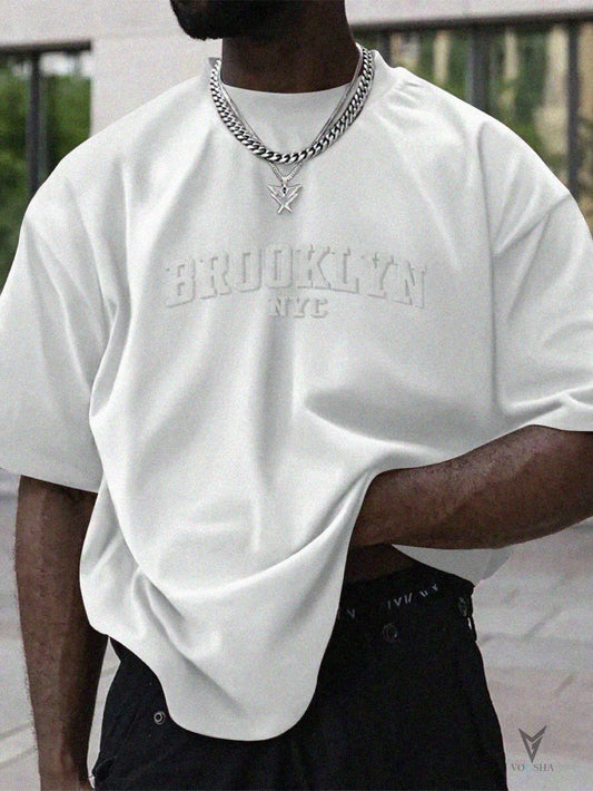Vogsha Brooklyn Embossed Oversized Tee – Minimalist Streetwear