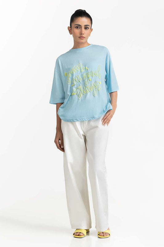 Sky Blue Knit T-Shirt