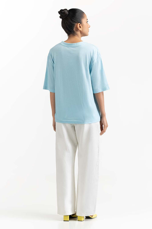 Sky Blue Knit T-Shirt